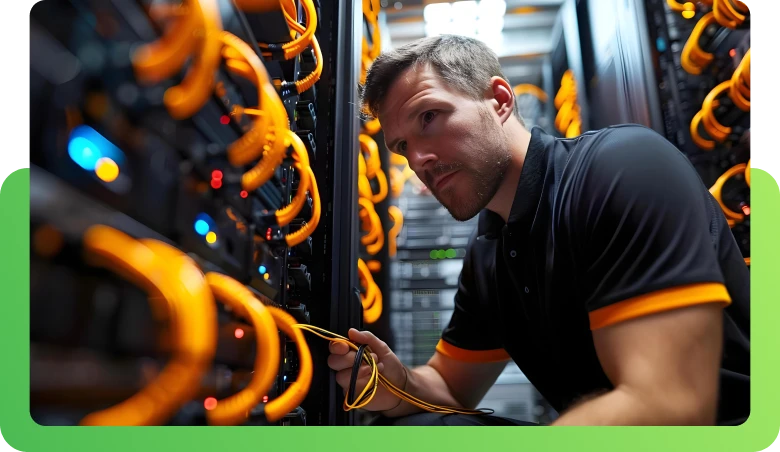 technician working in server room